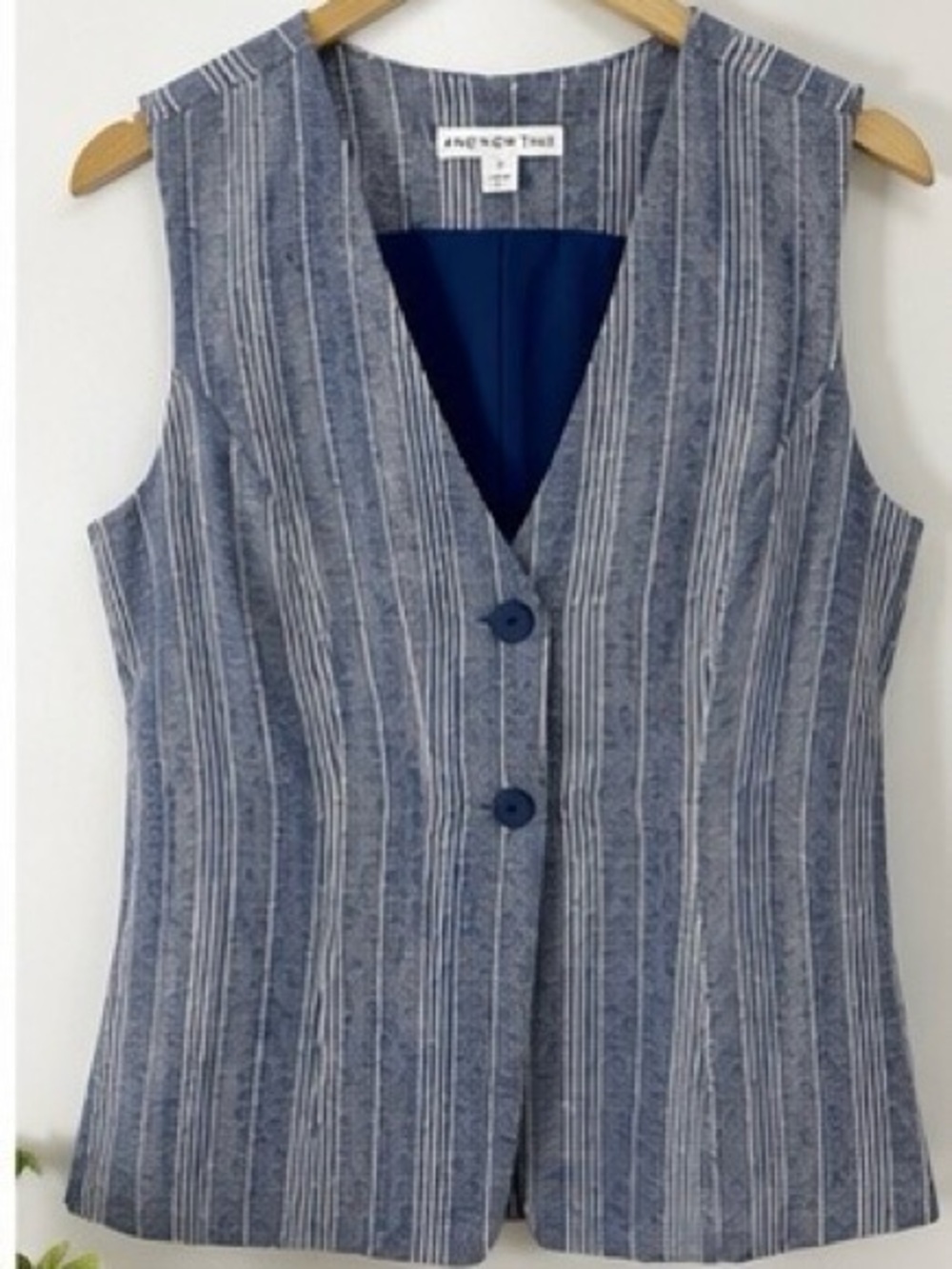 And Now This Blue Stripe Linen Blend Vest & Wide Leg Pants Set - Picture 2 of 13